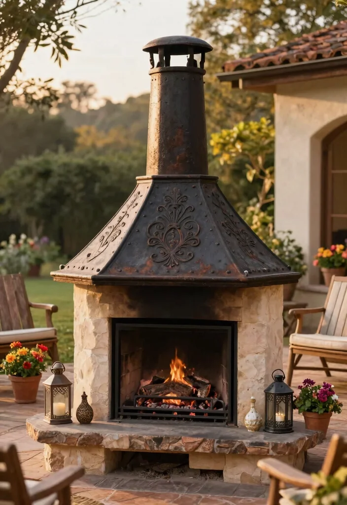 9 Custom Outdoor Fireplace Chimney Cap Ideas 8. Vintage Cast Iron Cap 0