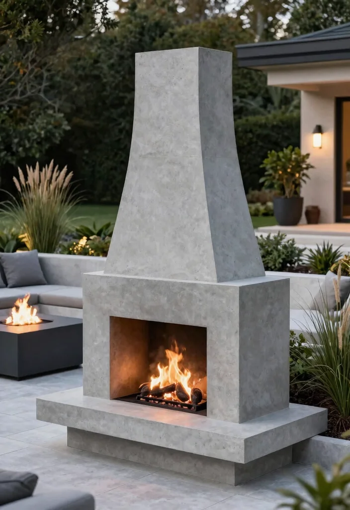 9 Custom Outdoor Fireplace Chimney Cap Ideas 9. Contemporary Concrete Cap 0