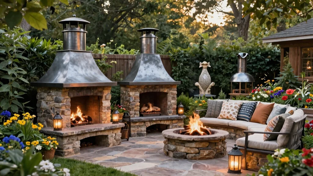 9 Custom Outdoor Fireplace Chimney Cap Ideas