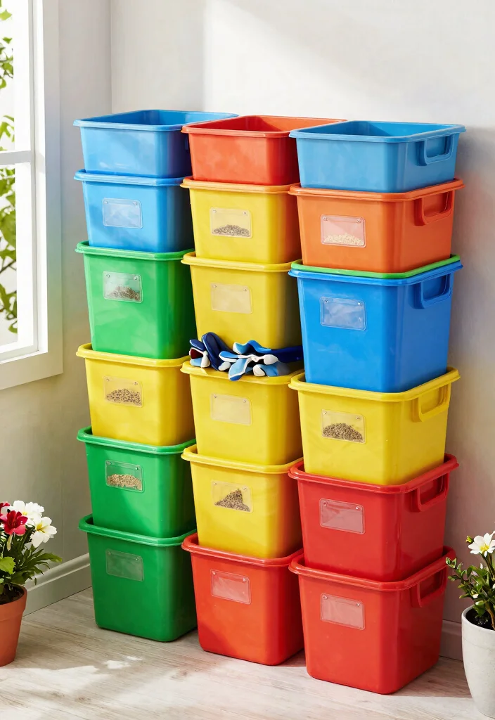 9 Durable Plastic Shed Storage Ideas for Easy Upkeep 3. Stackable Storage Bins 0