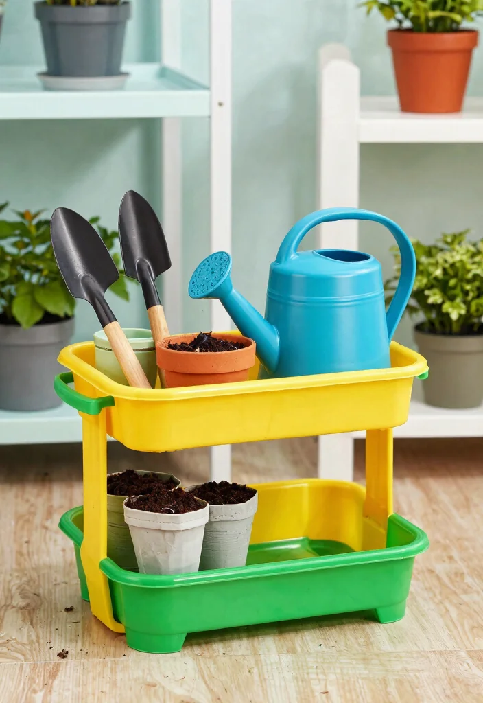 9 Durable Plastic Shed Storage Ideas for Easy Upkeep 9. Plant Care Caddy 0