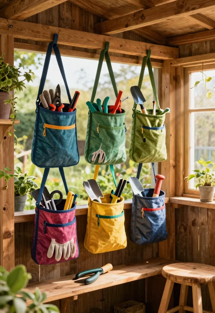 9 Genius Shed Rafter Storage Ideas for Extra Room 1. Hanging Tool Pouches 0
