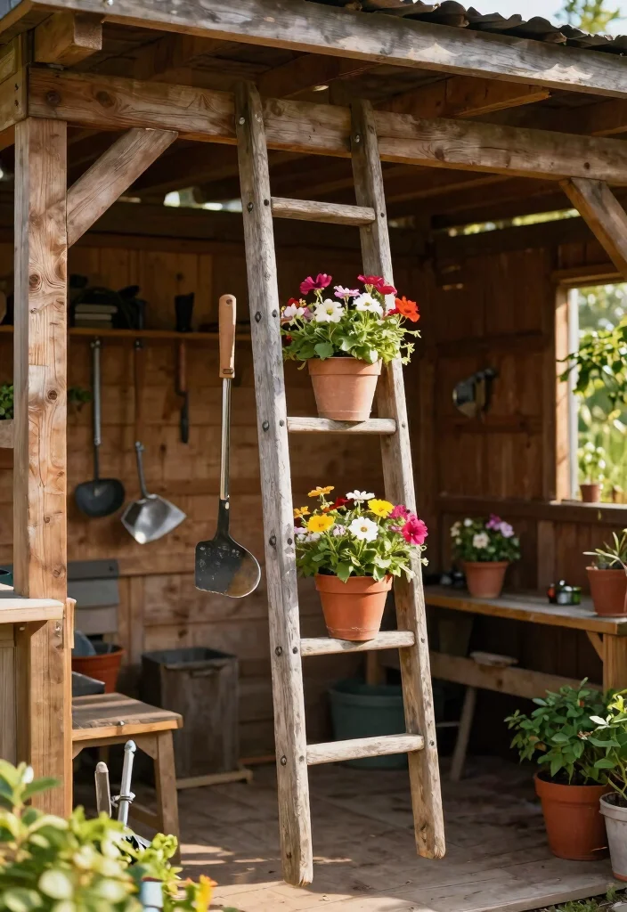 9 Genius Shed Rafter Storage Ideas for Extra Room 4. Ladder Storage System 0