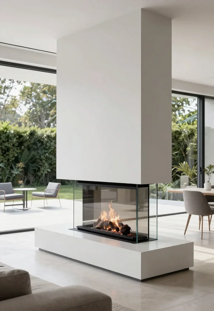 9 Genius Two Sided Fireplace Ideas Indoor Outdoor 2. Modern Minimalism 0