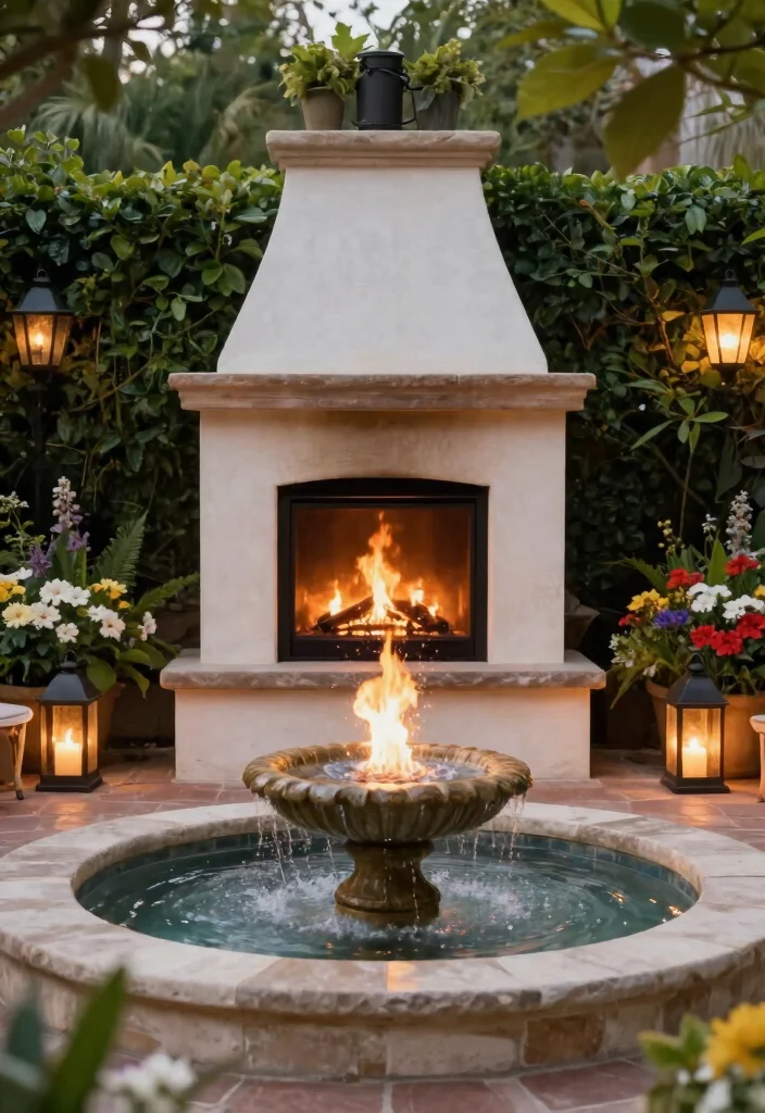 9 Practical Outdoor Propane Fireplace Ideas Easy 5. Fire and Water Combo Features 0