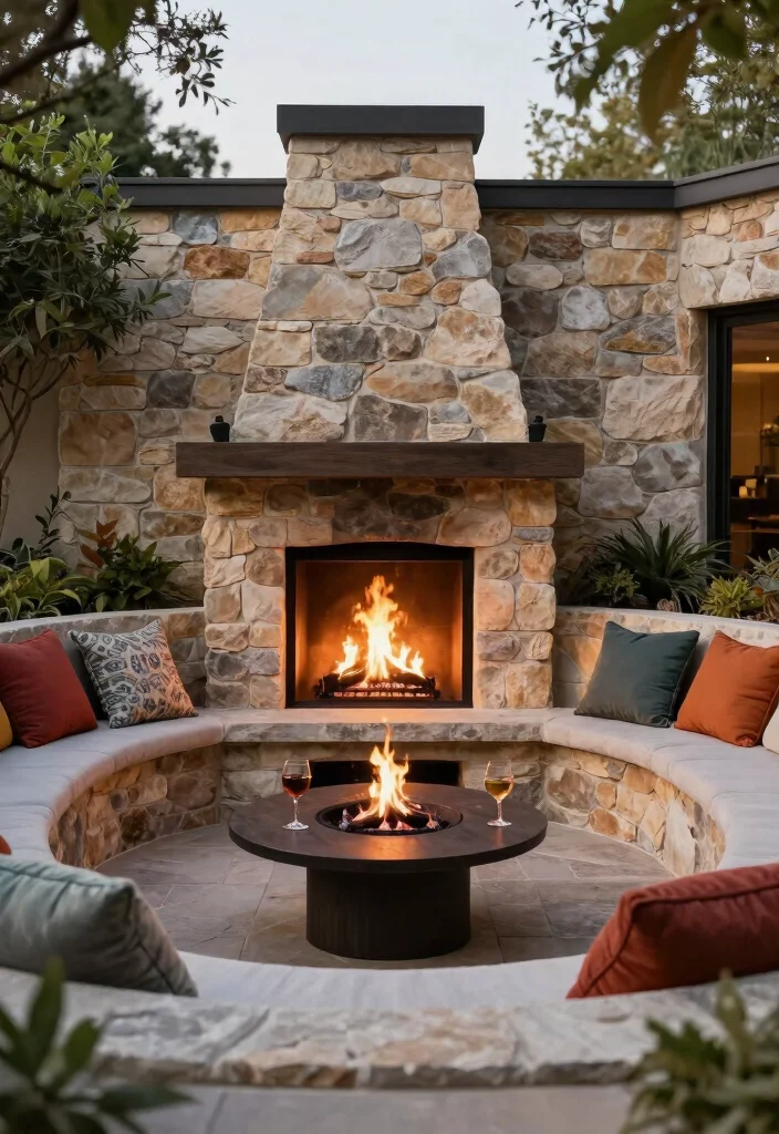 9 Practical Outdoor Propane Fireplace Ideas Easy 6. Outdoor Fireplace with Seating Wall 0