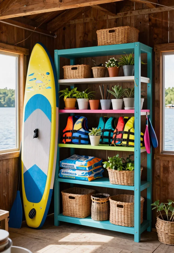 9 Relaxing Lake Shed Storage Ideas for Water Toys 1. Multi Functional Shelves 0