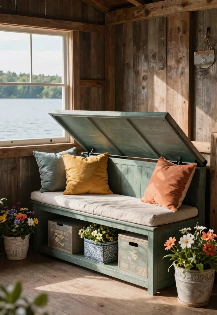 9 Relaxing Lake Shed Storage Ideas for Water Toys 2. Chic Storage Benches 0