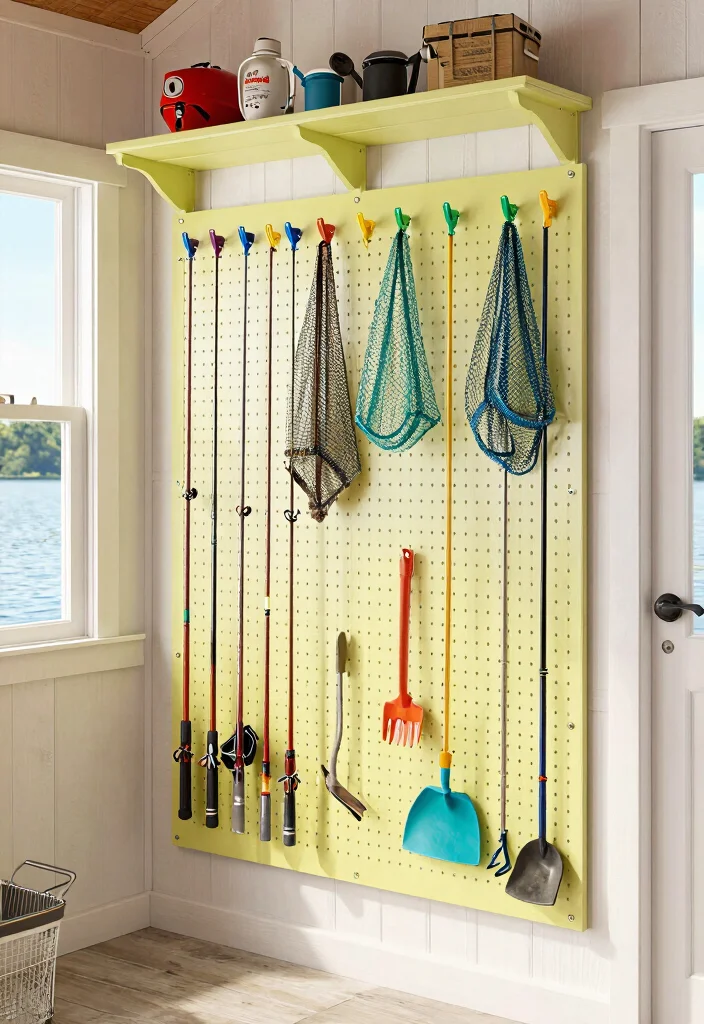 9 Relaxing Lake Shed Storage Ideas for Water Toys 3. Pegboard Wall Organizers 0