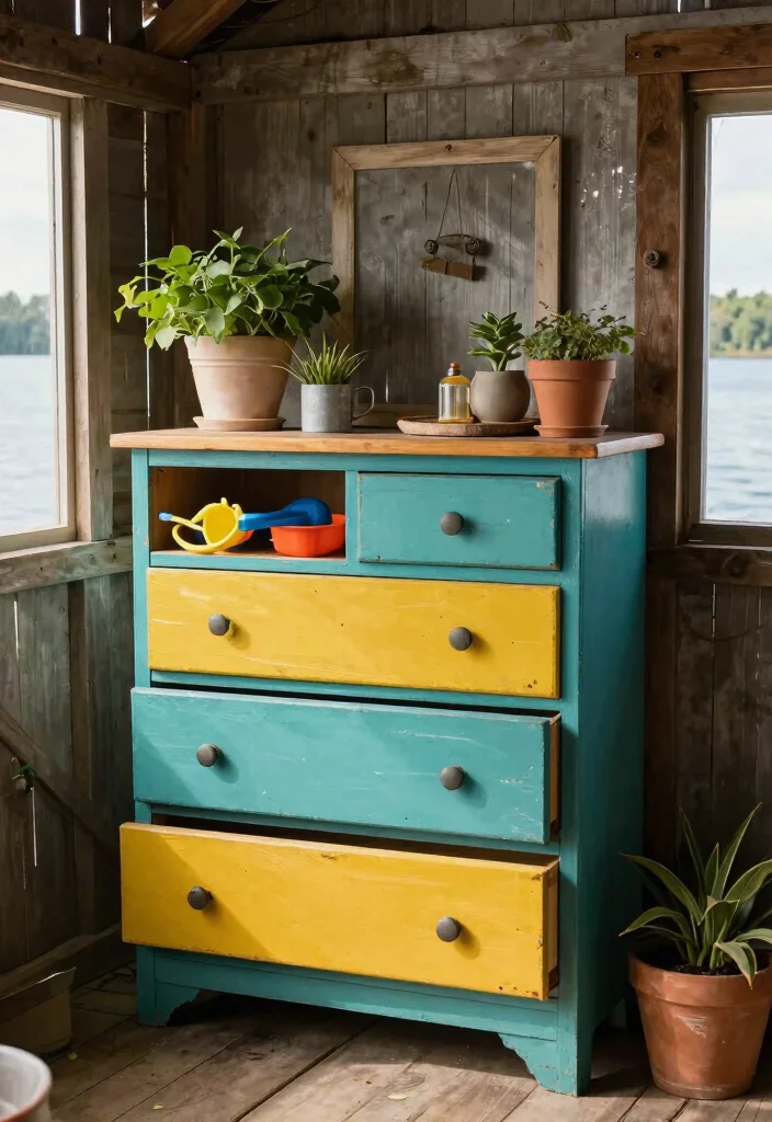 9 Relaxing Lake Shed Storage Ideas for Water Toys 7. Repurposed Furniture 0