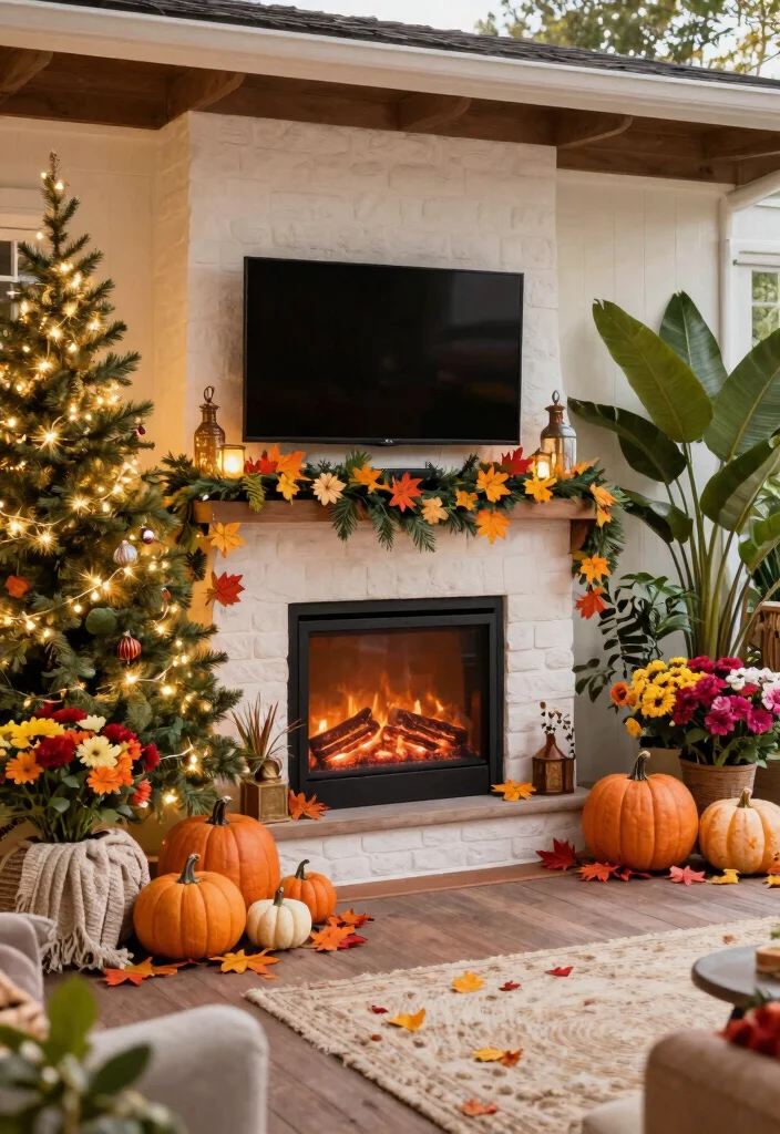 9 Smart Outdoor Electric Fireplace Ideas with TV 9. Seasonal Decor for a Cozy Look 0