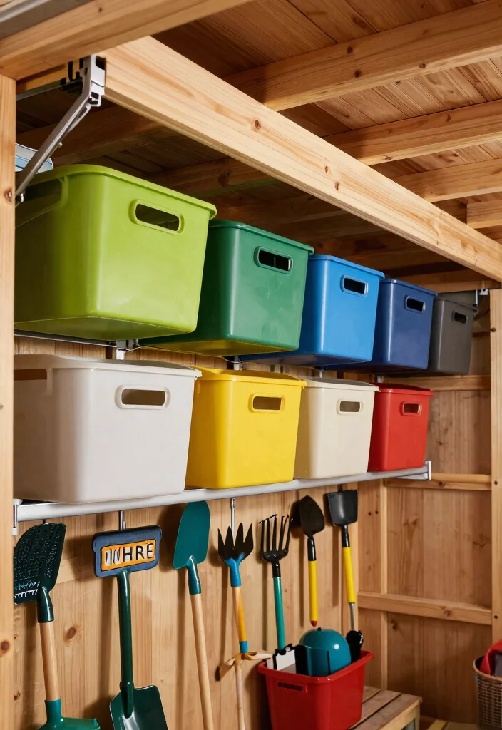 9 Space Saving Shed Loft Storage Ideas (Genius Hacks) 23 9 Space Saving Shed Loft Storage Ideas Genius Hacks 3. Overhead Pull Down Storage 0