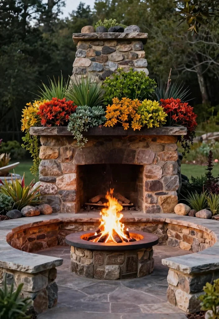 15 Ultimate Fireplace Concepts: Outdoor Fire Pits Style 15. Stone Fire Pit with Green Roof