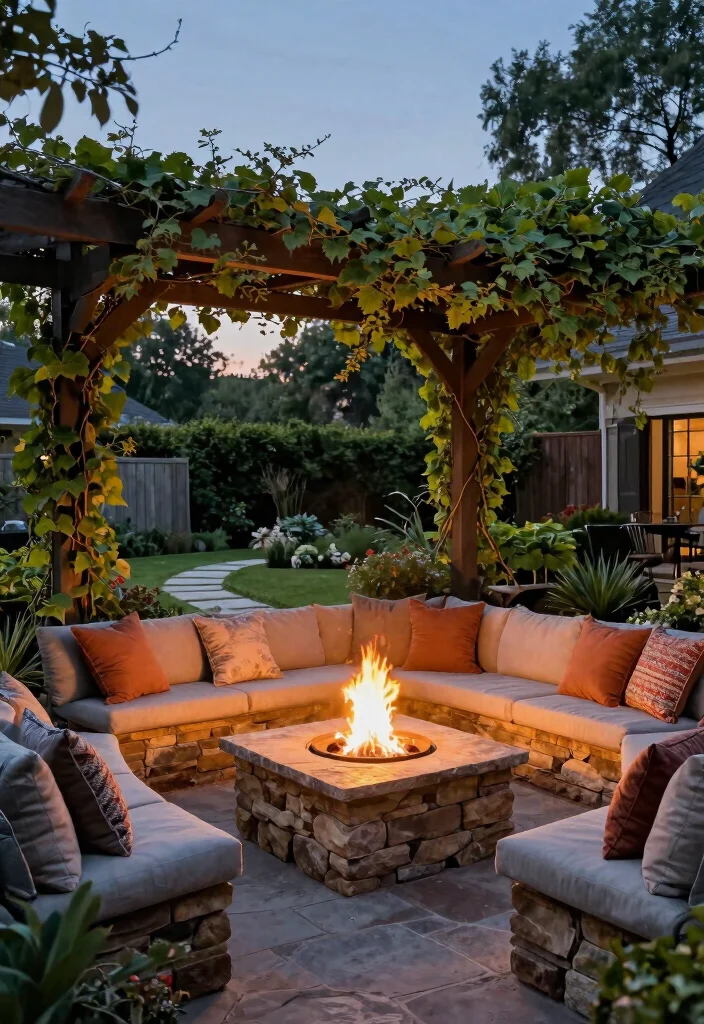15 Ultimate Fireplace Concepts: Outdoor Fire Pits Style 6. Built In Fire Pit with Seating