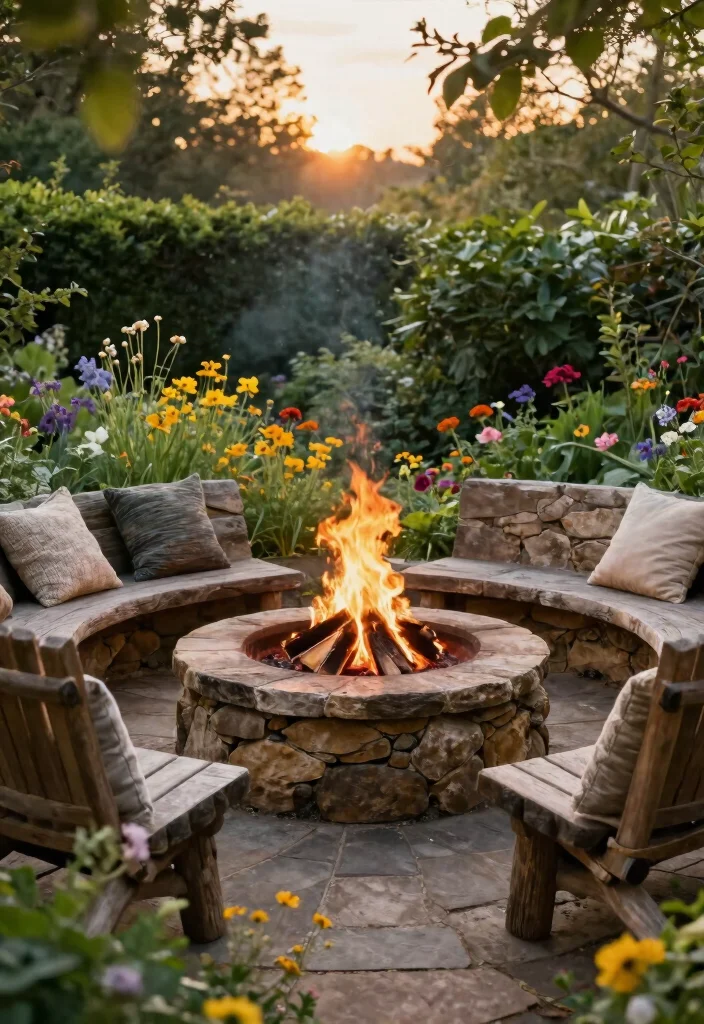 15 Ultimate Fireplace Concepts: Outdoor Fire Pits Style 2. Rustic Stone Fire Pit